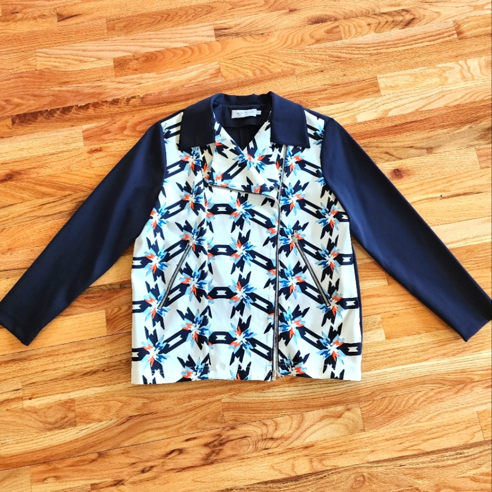 Tanya Taylor Black and White Biker Jacket